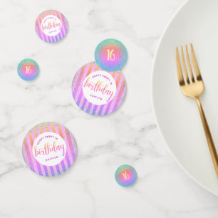 Confettis Sweet 16 anniversaire arc-en-ciel ombre script par