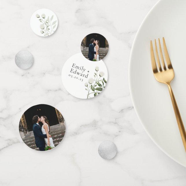 Confettis Table de mariage floral blanc et vert sauge (Groupe)