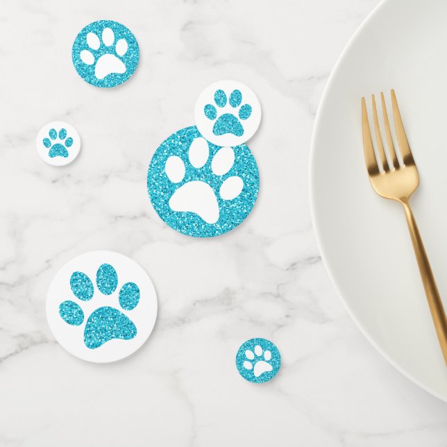 Confettis Table d'Empreinte de patte Turquoise Aqua Blue Par (Groupe)