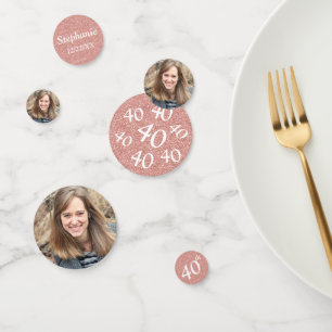 Confettis Table photo rose Gold 40th Birthday
