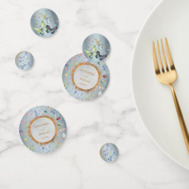 Confettis Tableau Mariage Fleur sauvage élégant bleu