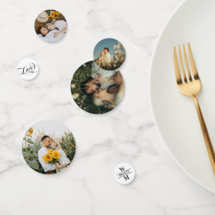 Confettis Tourbillonnant Amour Mariage Date Initiales Romant