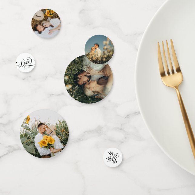 Confettis Tourbillonnant Amour Mariage Date Initiales Romant (Groupe)