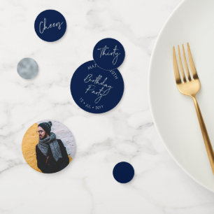 Confettis Trente Photo de 30e anniversaire moderne argent