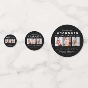 Confettis Trois photos collage de graduation noir et blanc