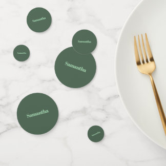 Confettis Typographie de nom personnalisée élégante |vert sa