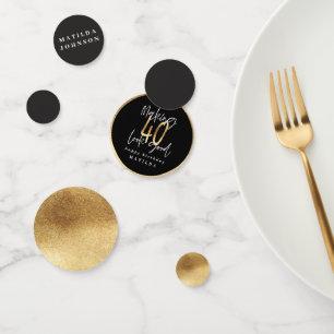 Confettis Typographie moderne noir et or 40e anniversaire