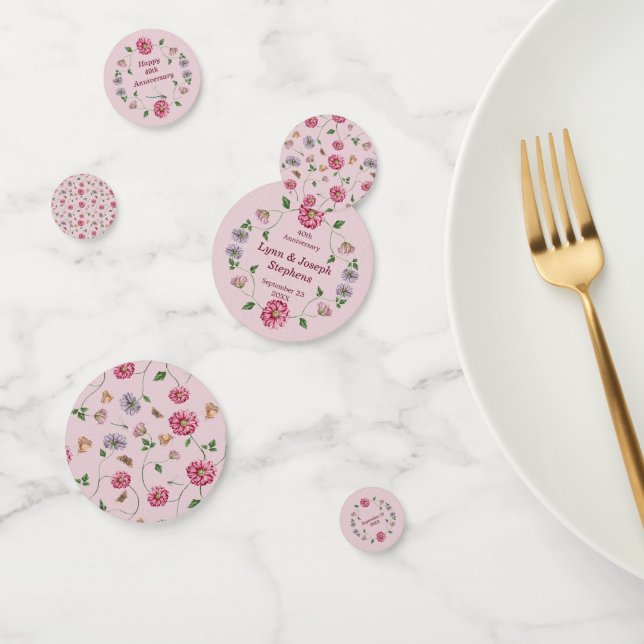 Confettis Vin floral rose et violet (Groupe)