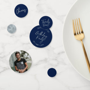 Confettis Vingt-et-un Argent Et Moderne Navy 21e Anniversair
