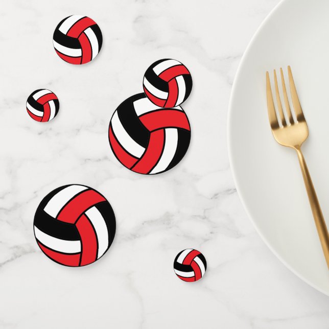 Confettis Volley-ball rouge, noir et blanc (Groupe)
