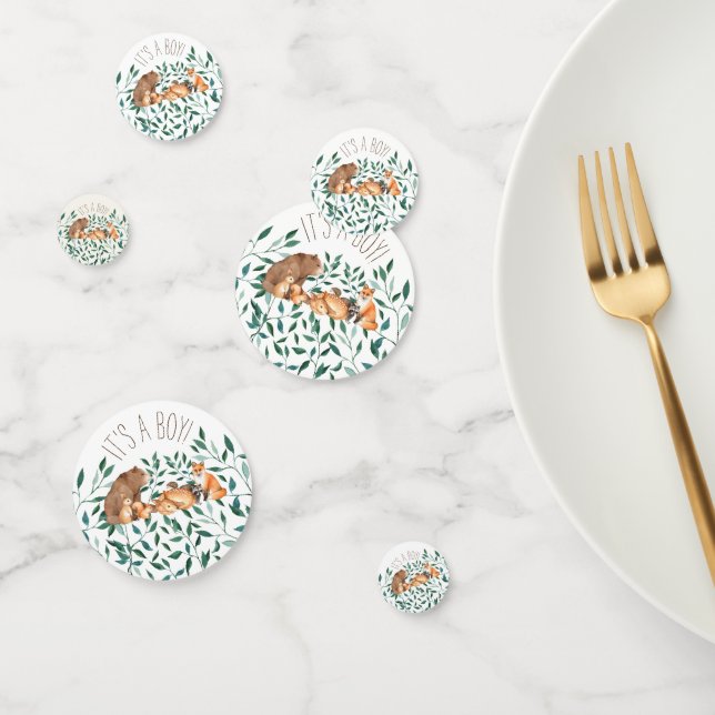 Confettis Woodland Animal Friends C'est un garçon (Groupe)