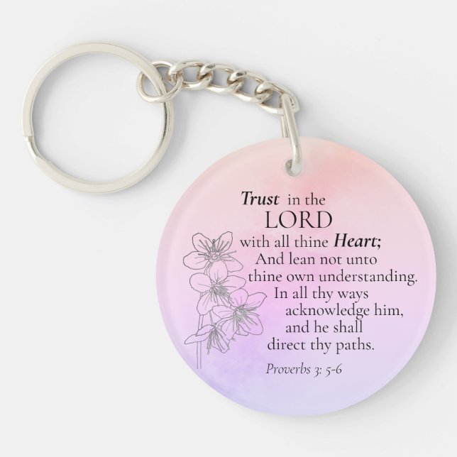Confiance dans le Seigneur Bible Verse Floral Aqua (Devant)