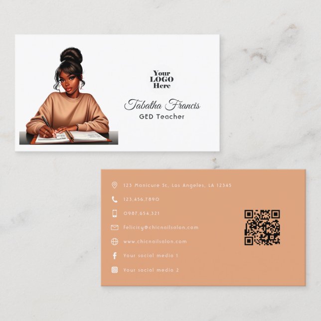 Confident Afro Black Woman Boss Empowerment Art Visitenkarte (Vorne/Hinten)