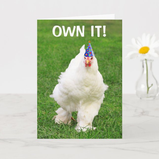 Confident Chicken Birthday Karte (Kleine Pflanze)