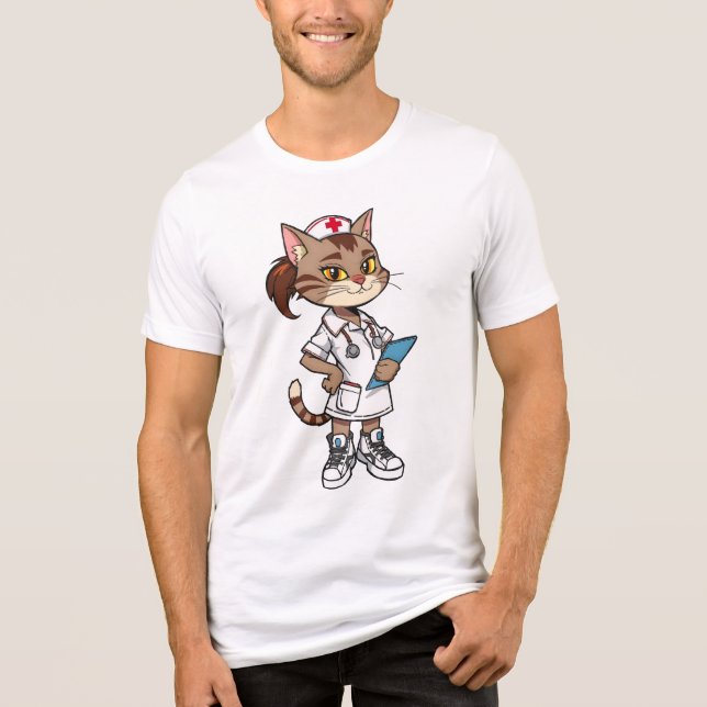 Confident Nurse Cat - Stil der 90er-Cartoon Tri-Blend Shirt (Vorderseite)