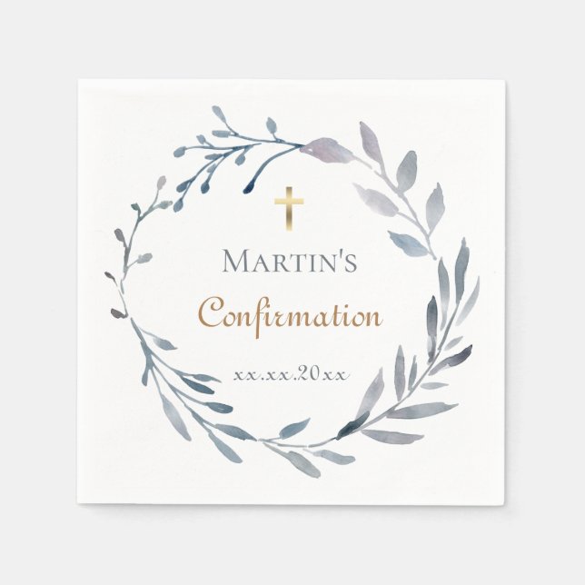Confirmation blue wreath  serviette (Vorderseite)