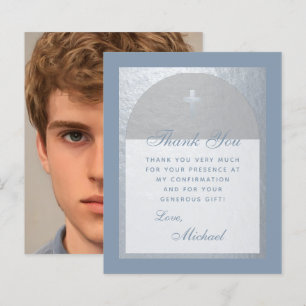 Confirmation Dusty Blue Budget Arch Carte de remer