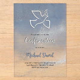 Confirmation gray blue marble acryleinladungen