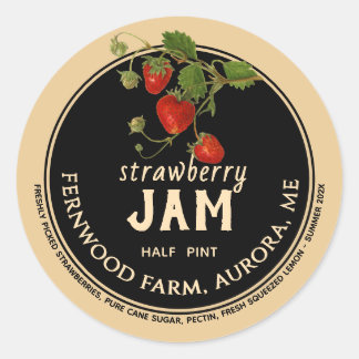 Confiture de fraises Autocollant rond classique
