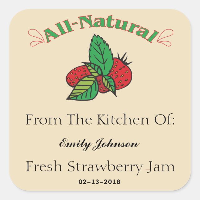 Confiture de fraises personnalisable - Étiquettes  (Devant)