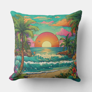 Confort à l'encre tropicale : Coussin inspiré du j
