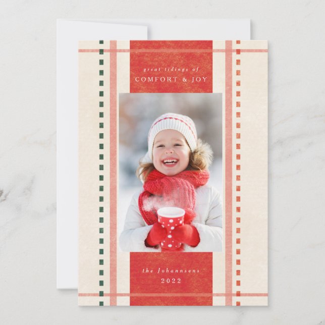 Confort et joie Carte photo en tissu de Noël (Devant)
