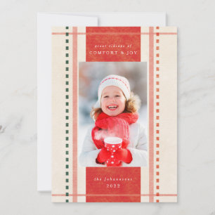 Confort et joie Carte photo en tissu de Noël