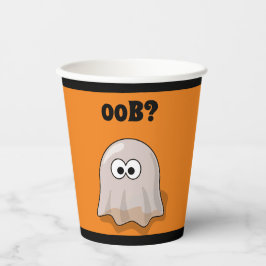 Confused Ghost Says "Oob?" Funny Halloween Cartoon Pappbecher