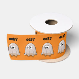 Confused Ghost Says "Oob?" Funny Halloween Cartoon Satinband