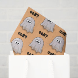 Confused Ghost Says "Oob?" Funny Halloween Cartoon Seidenpapier