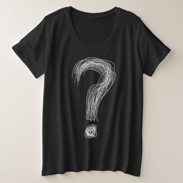 Confused Scribble Question Mark Chaos Overthinking Große Größe T-Shirt (Design vorne)