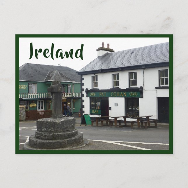 Cong (Quiet Man) Dorfplatz mit Text Postkarte (Vorderseite)