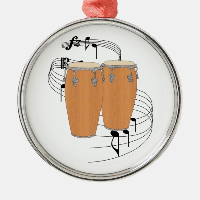 Conga-Trommeln Silbernes Ornament (Vorne)