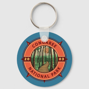 Congaree National Park Retro Compass Emblem Schlüsselanhänger