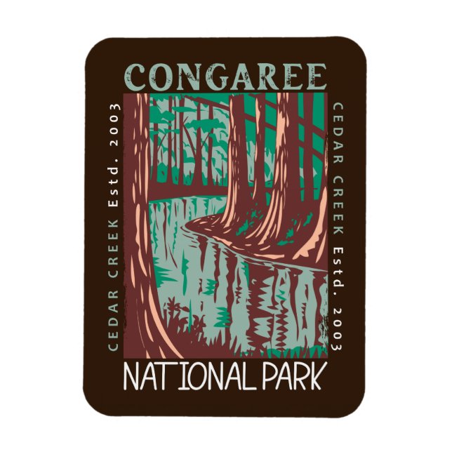Congaree Nationalpark Cedar Creek Vintag Magnet (Vertikal)