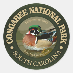 Congaree Nationalpark (hölzerne Ente) Runder Aufkleber