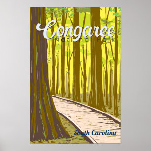 Congaree Nationalpark Illustration Reisen Vintag Poster