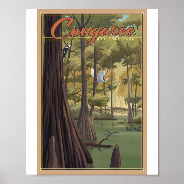 Congaree Nationalpark Litho Artwork Poster (Vorne)