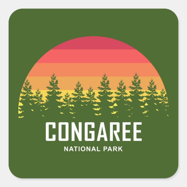 Congaree-Nationalpark Quadratischer Aufkleber (Vorderseite)