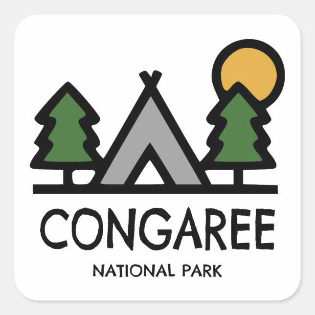 Congaree-Nationalpark Quadratischer Aufkleber (Vorderseite)