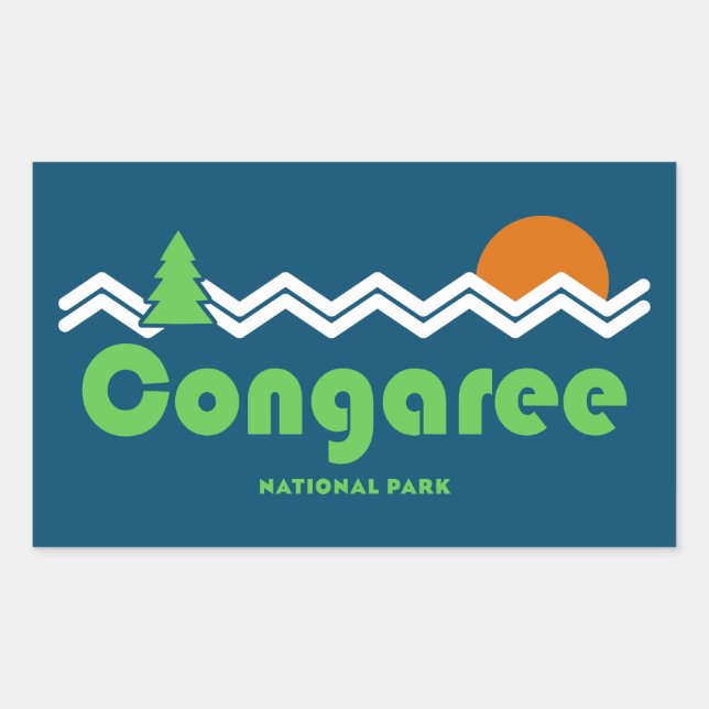 Congaree Nationalpark Retro Rechteckiger Aufkleber (Vorderseite)