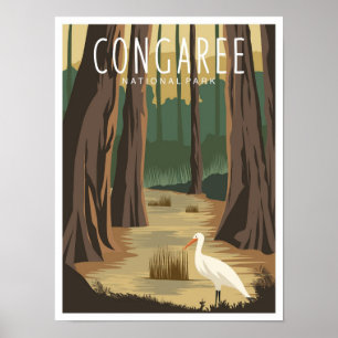 Congaree Nationalpark South Carolina Illustration Poster