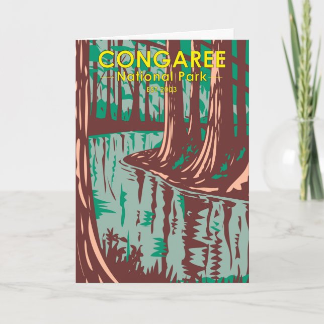 Congaree Nationalpark Süd Carolina Vintage Karte (Vorderseite)