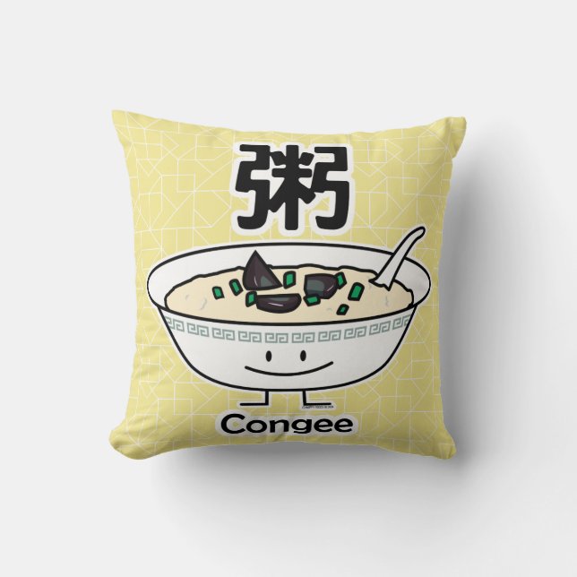 Congee Jook Reisbreimehlsuppen-Schüssel Chinesen Kissen (Vorderseite)