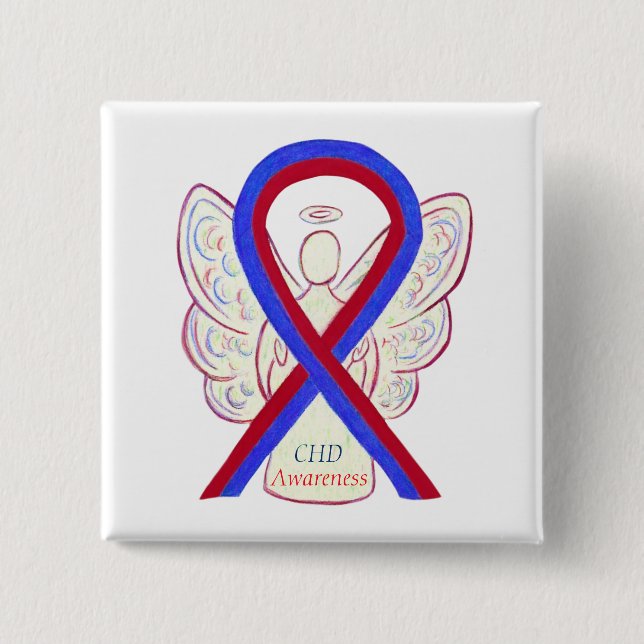 Congenital Heart Defect CHD Awareness Ribbon Butto Button (Vorderseite)