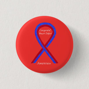 Congenital Heart Defect CHD Awareness Ribbon Butto Button