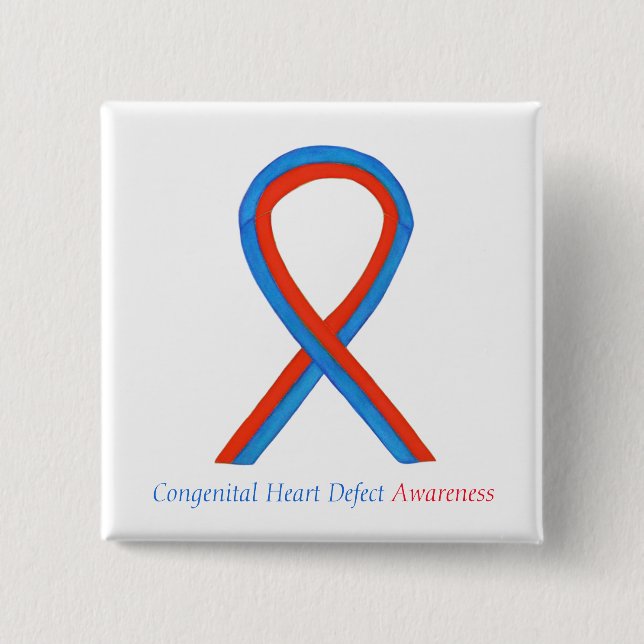 Congenital Heart Defect CHD Awareness Ribbon Butto Button (Vorderseite)