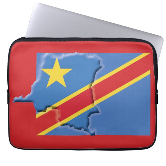 CONGO DRC Flag Map Patriotic Computer RED Laptopschutzhülle (Vorderseite)