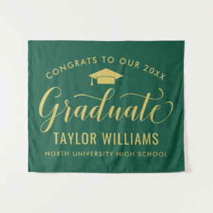 Congrats 2023 Graduate Green Gold Graduation Wandteppich