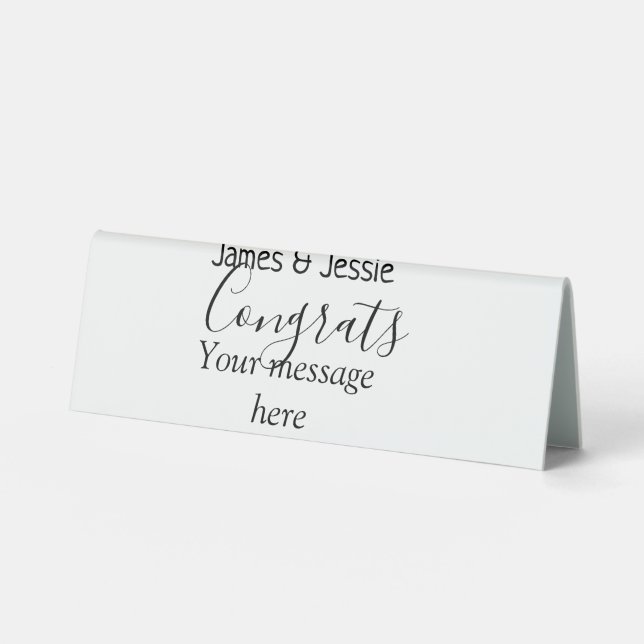 Congrats add name message wedding newly wed couple tischaufsteller  (Vorderseite)